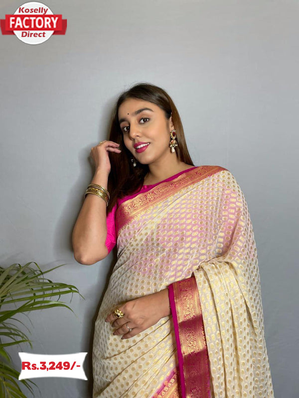 Pure Chiffon Banarasi Zari Saree