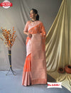 Orange Silver Zari Linen Saree