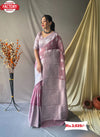 Nude Pink Silver Zari Linen Saree