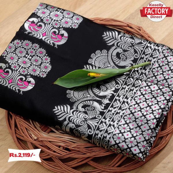 Black Banarasi Silver Zari Silk Saree