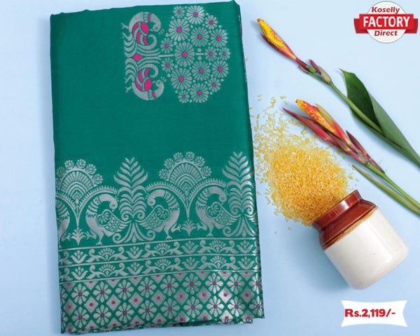 Green Banarasi Silver Zari Silk Saree