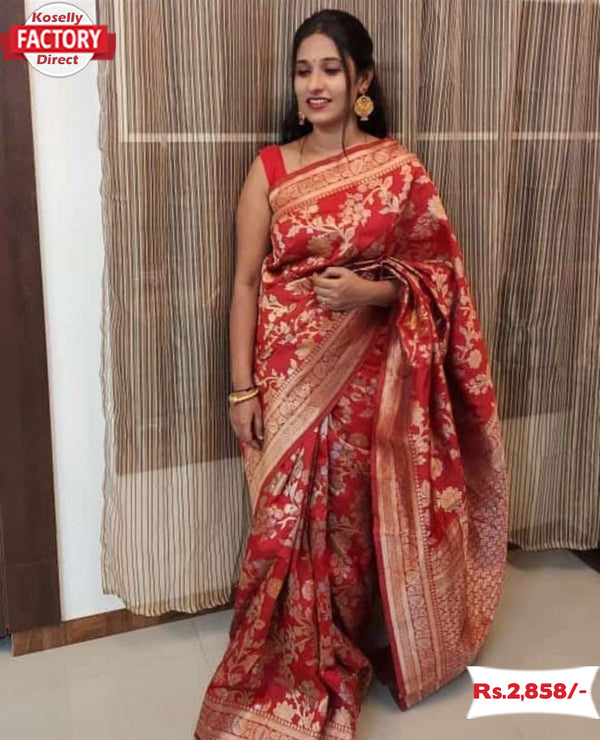 Red Banarasi Pure Silk Saree