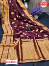 Maroon Pure Golden Zari Organza Banarasi Saree