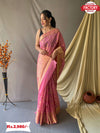 Salmon Pink Organza Silk Banarasi Saree