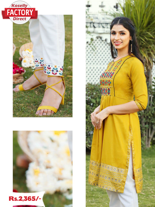 Yellow Kurtha Pant Set