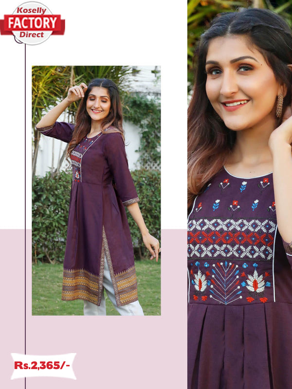 Wine Kurtha Pant Set