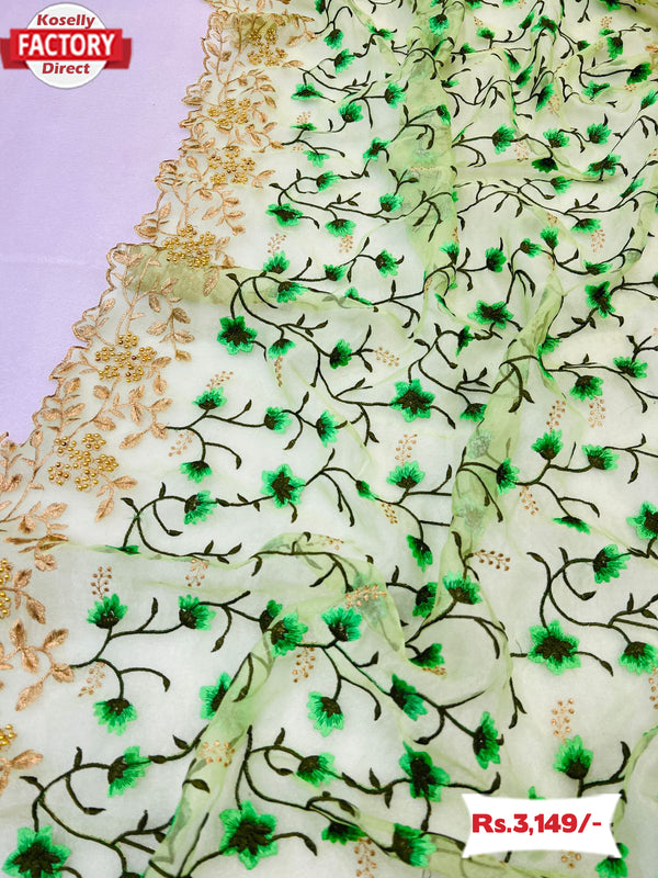 Pure Organza Embroidered Partywear Saree