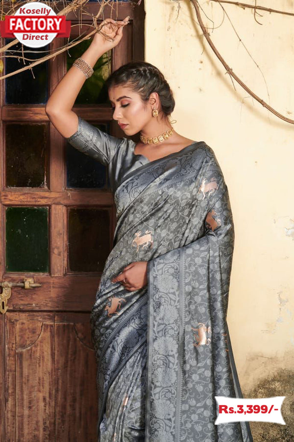 Ash Banarasi Jamdani Weaving Saree