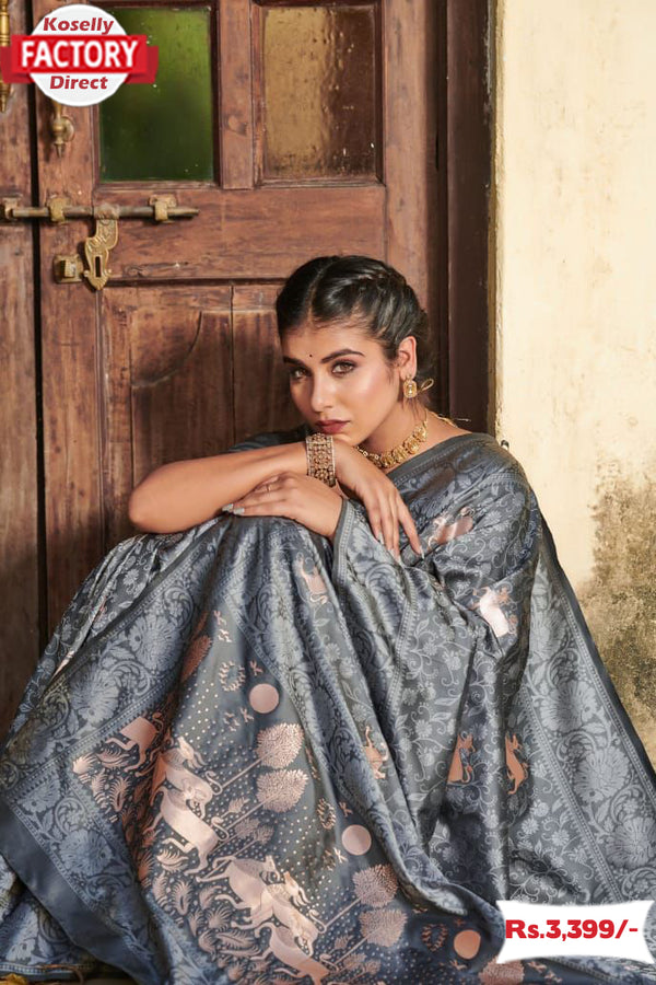 Ash Banarasi Jamdani Weaving Saree