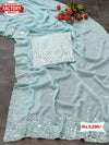 Light Blue Real Mirror-work Georgette Saree