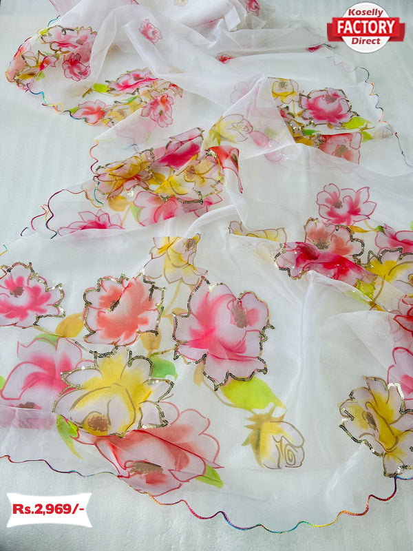 Premium Organza Handwork Partywear Sarees