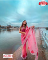 Pink Pure Organza Silk Hand-worked Saree