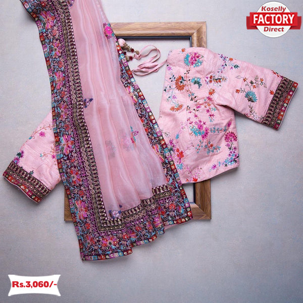 Pink Organza Designer Partywear Saree