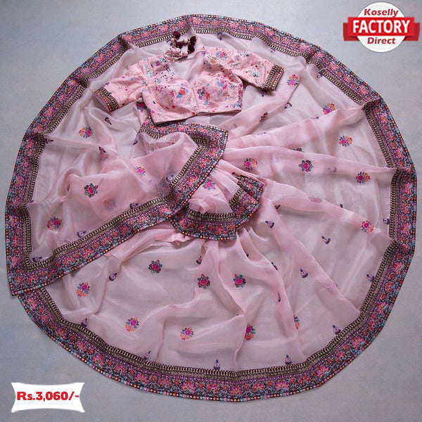 Pink Organza Designer Partywear Saree