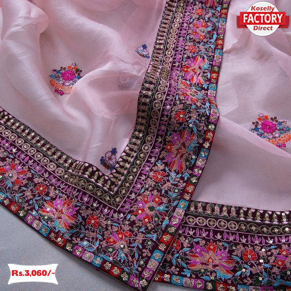 Pink Organza Designer Partywear Saree