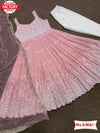 Nude Pink Embroidered Gown Dupatta Set