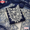 Navy Blue Organza Embroidered Kurtha Suruwal Piece