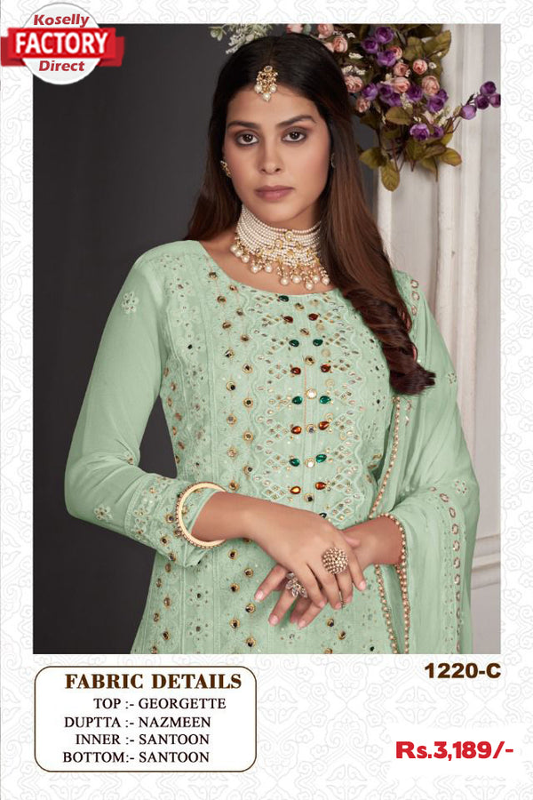 Light Green Georgette Partywear Kurtha Piece