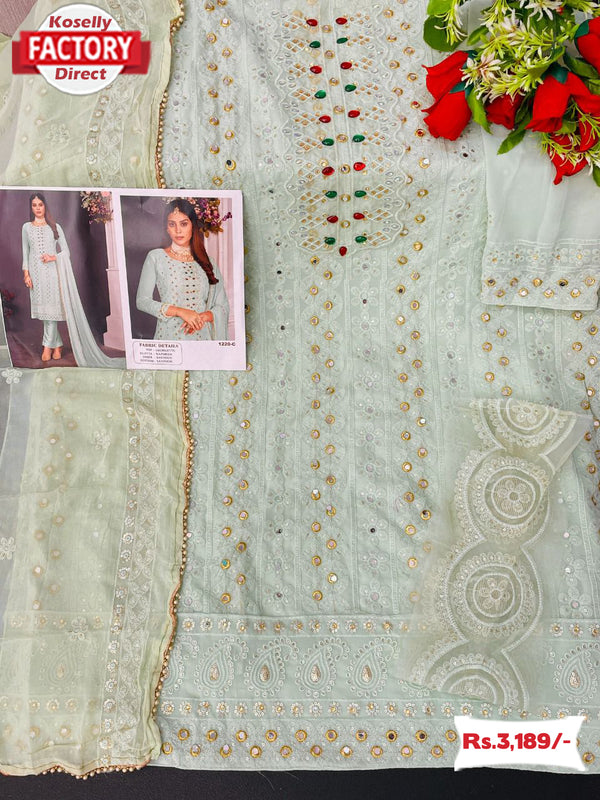 Light Green Georgette Partywear Kurtha Piece