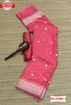 Bubblegum Pink Satin Organza Embroidered Saree