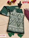 Dark Green Pure Dola Silk Saree