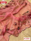 Peach Pure Organza Hand-work Saree