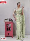 Mild Green Viscose Zari Ready To Wear Saree With Belt