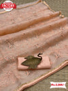 Peach Organza Embroidered Partywear Saree