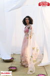 Light Pink Designer Handwork Organza Saree