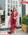 Maroon Organza Kurtha Palazzo Dupatta Set