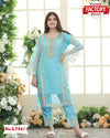 Sky Blue Organza Kurtha Palazzo Dupatta Set