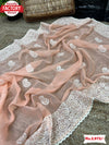 Peach Shimmer Silk Saree With Chikankari Work