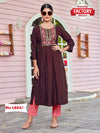 Wine Embroidered Kurthi Top