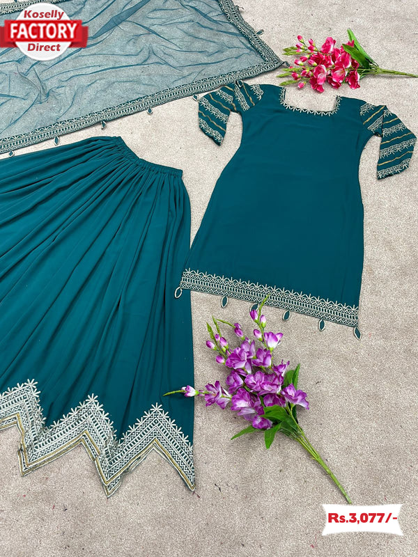 Green Designer Kurtha Sharara Dupatta Set