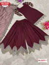 Maroon Designer Kurtha Sharara Dupatta Set