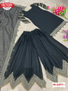 Black Designer Kurtha Sharara Dupatta Set