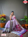 Floral Linen Check Saree