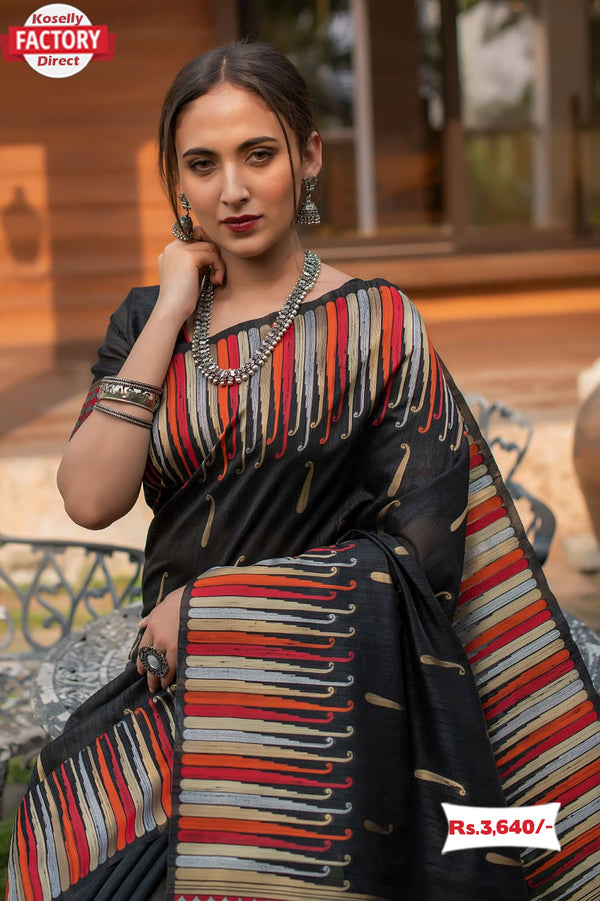 Pure Tussar Silk Designer Saree