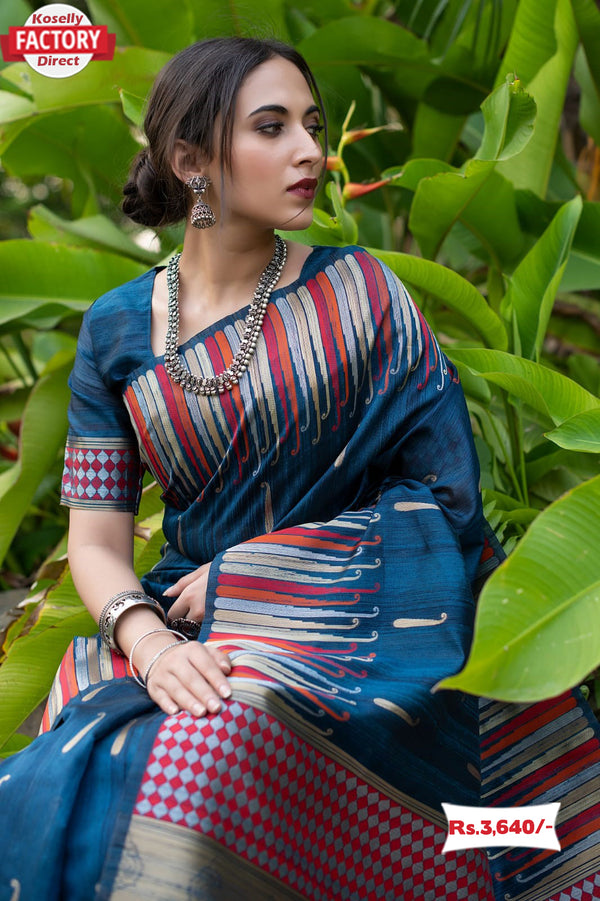 Pure Tussar Silk Designer Saree