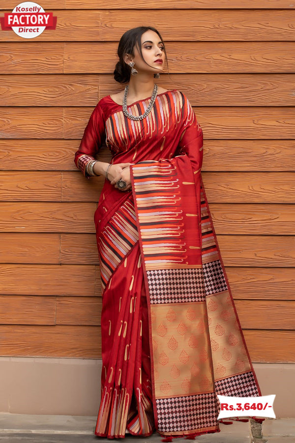 Pure Tussar Silk Designer Saree