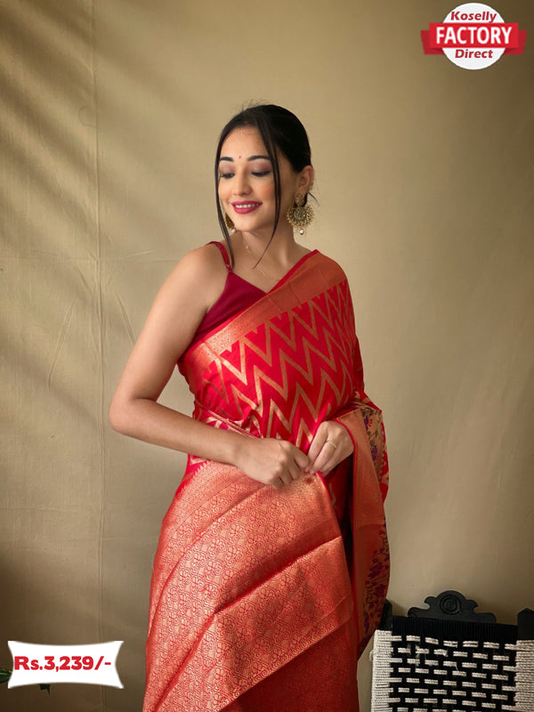 Red Pure Banarasi Silk Saree