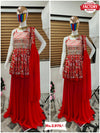 Red Designer Peplum Set