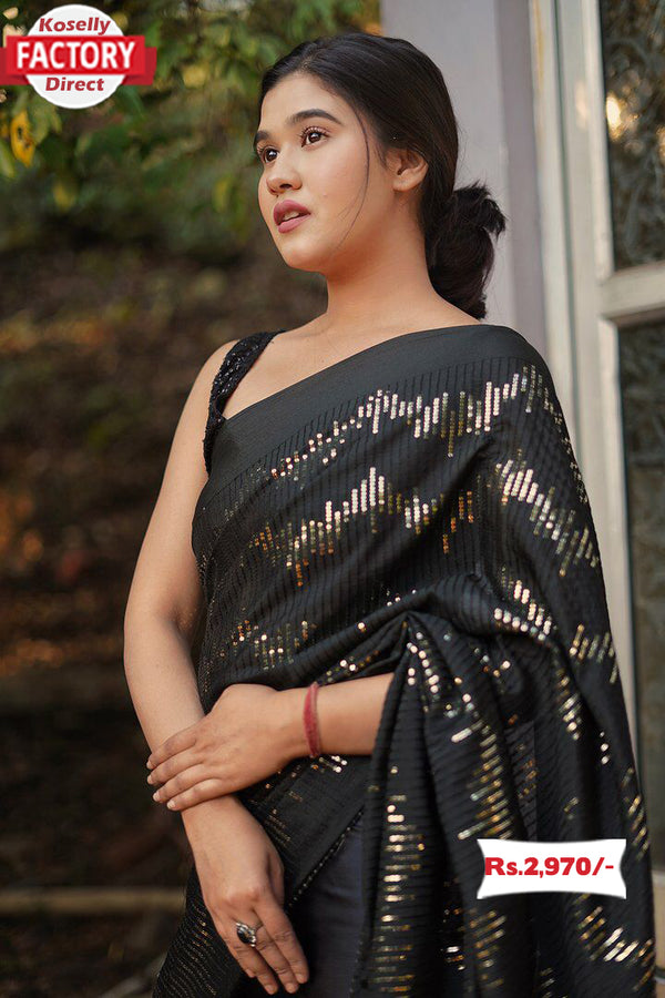 Black Partywear Designer Saree
