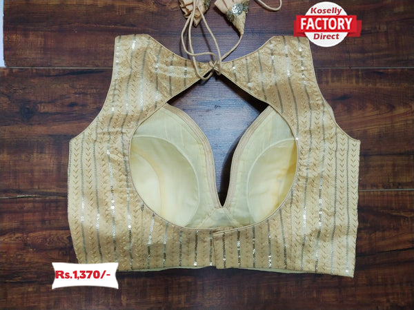 Golden Designer Silk Embroidered Blouse