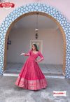 Pink Embroidered Gown with Dupatta