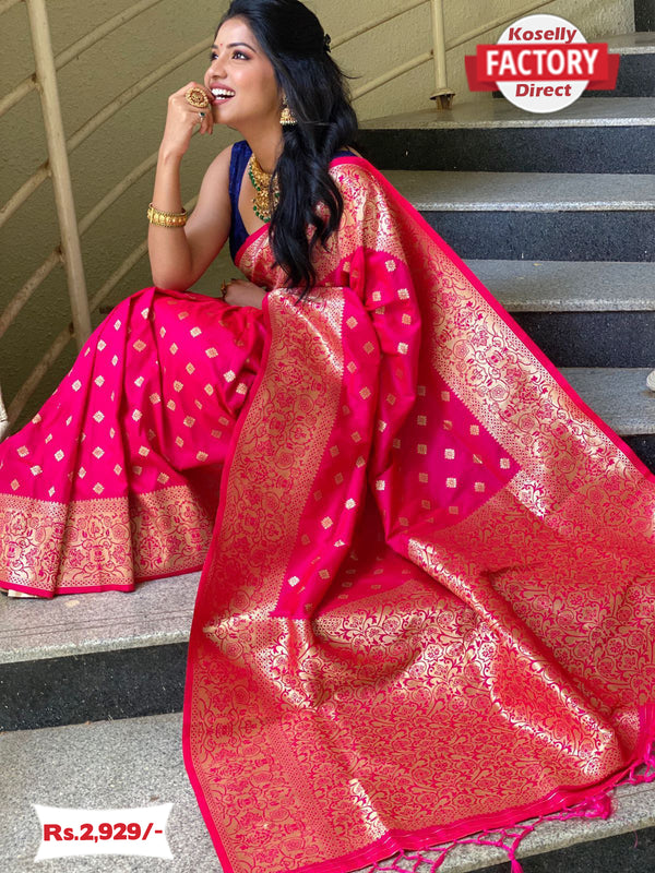 Pink Pure Zari Silk Saree