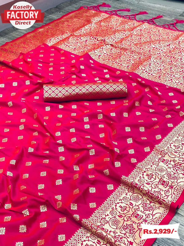 Pink Pure Zari Silk Saree