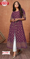 Wine Foil Printed Kurthi Gown