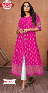 Pink Foil Printed Kurthi Gown