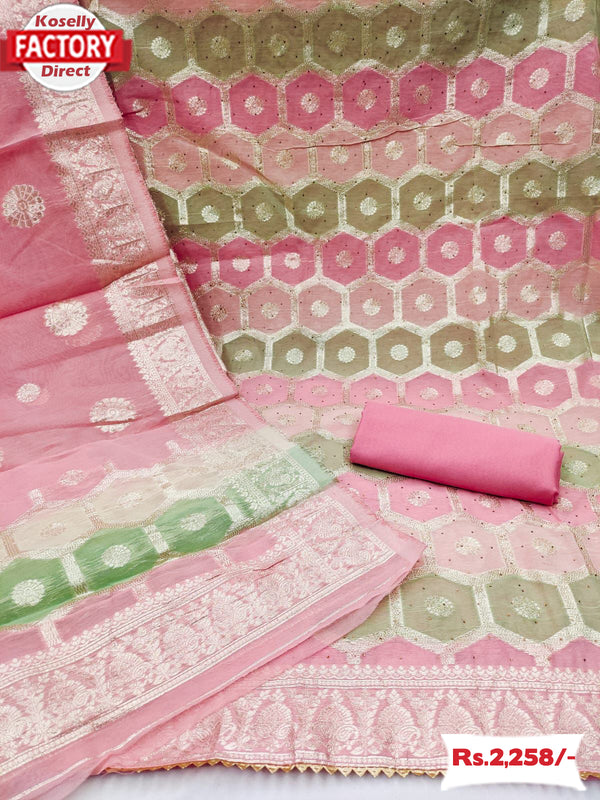 Organza Kurtha Suruwal Piece With Banarasi Dupatta